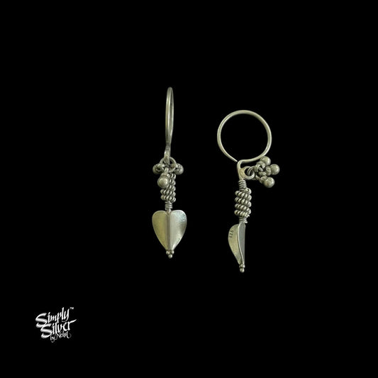 Silver Heart Round Hooks with Ghungroos - MH5617