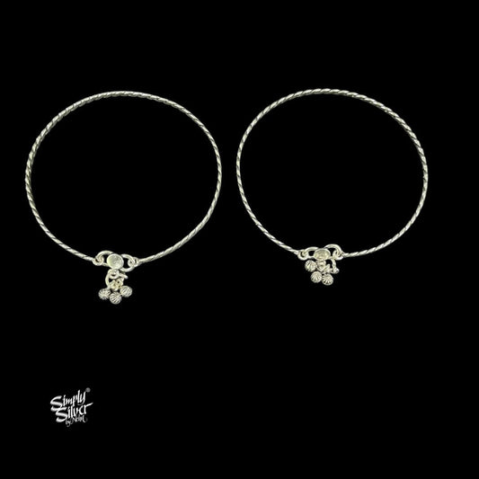 Silver Twisted & Jingling Ghungroos Anklet Pair