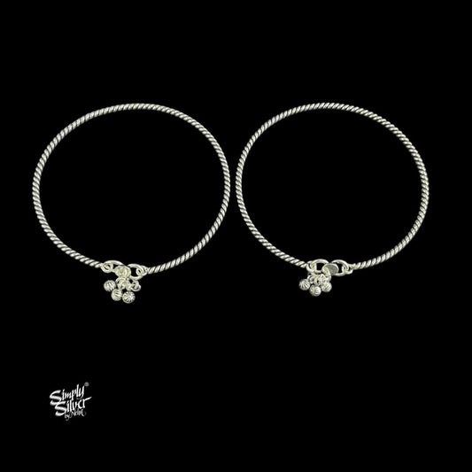 Silver Twisted & Jingling Ghungroos Anklet Pair