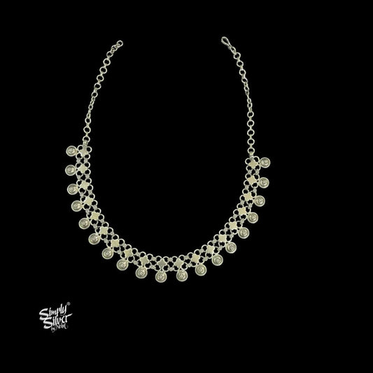 Silver Statement Jaali Flowers Necklace