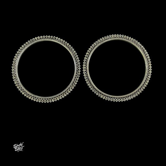 Silver Designer Raised Jaali Bangles Pair-1