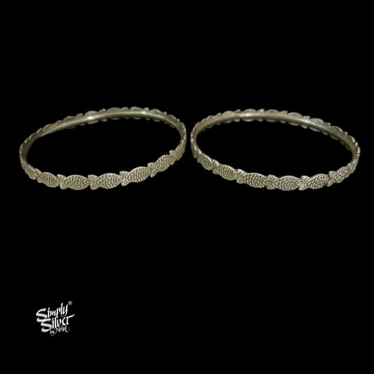 Silver Fish Bangles Pair-1