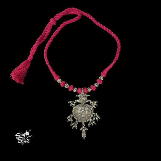 Silver Flower & Ghungroos Necklace Choker with Floral Beads-1