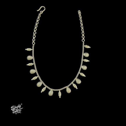 Silver Chain with Hanging Flowers Necklace - MH5841