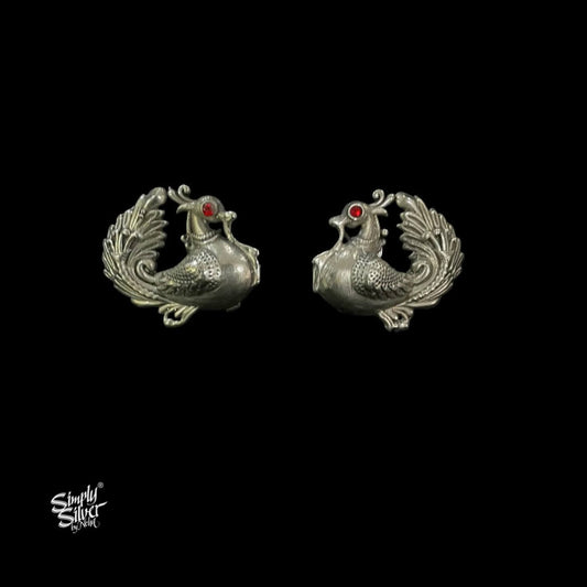 Silver Peacock with Red Stone Eye - MH5853