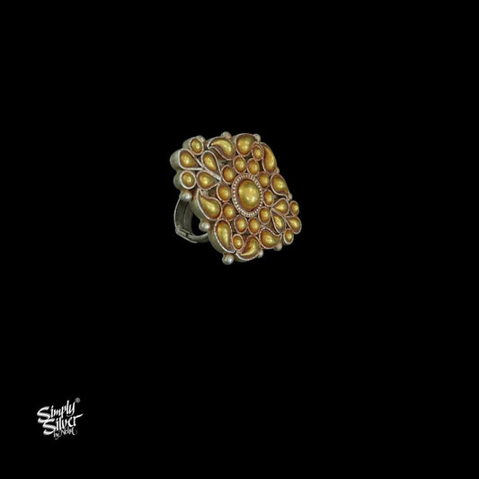 Bandhel Silver Dual Tone Flower Ring - MH5873