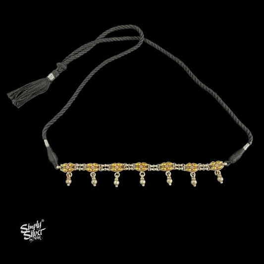 Bandhel Silver Dual Tone Flower & Ghungroos Choker - MH5890