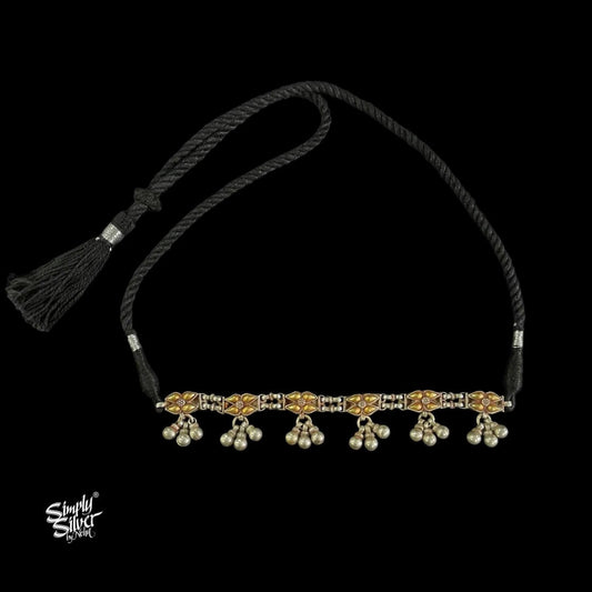 Bandhel Silver Dual Tone Flower & Ghungroos Choker - MH5891