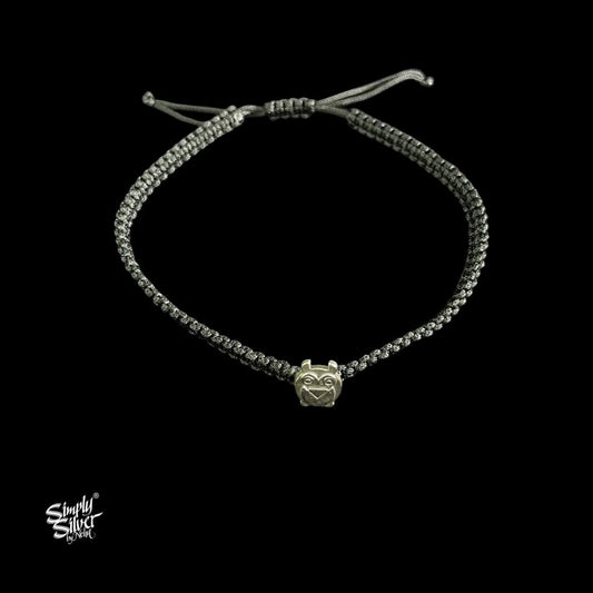 Silver Owl with Black Thread Bracelet - MH5921
