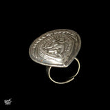 Silver Goddess Embossed Finger Ring - MH0416