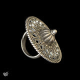 Silver Round Jaali Finger Ring - MH0431
