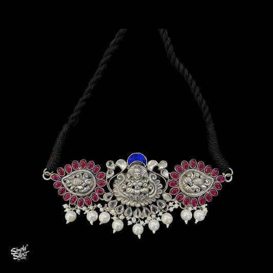 Silver Chokar with Multi Color Stones & Pearls - MH0923