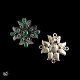 Artistic Dual Tone Emerald Color Stone Setting in Silver Studs - MH1373