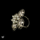 Silver Flower Ring with Pearls - MH1417