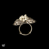 Silver Flower Ring with Pearls - MH1417