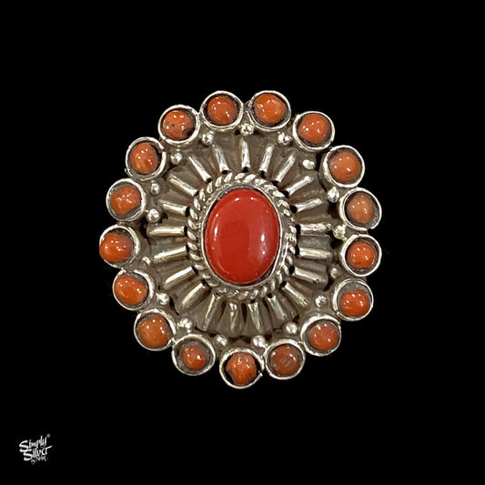 Coral Studded Flower Ring - MH1553