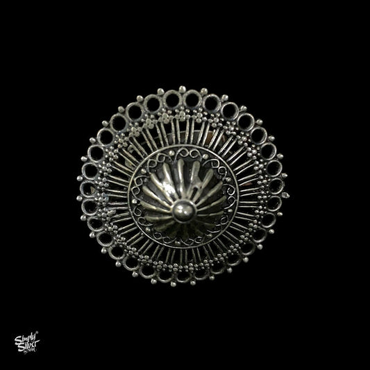 Silver Flower Jaali Ring - MH1587