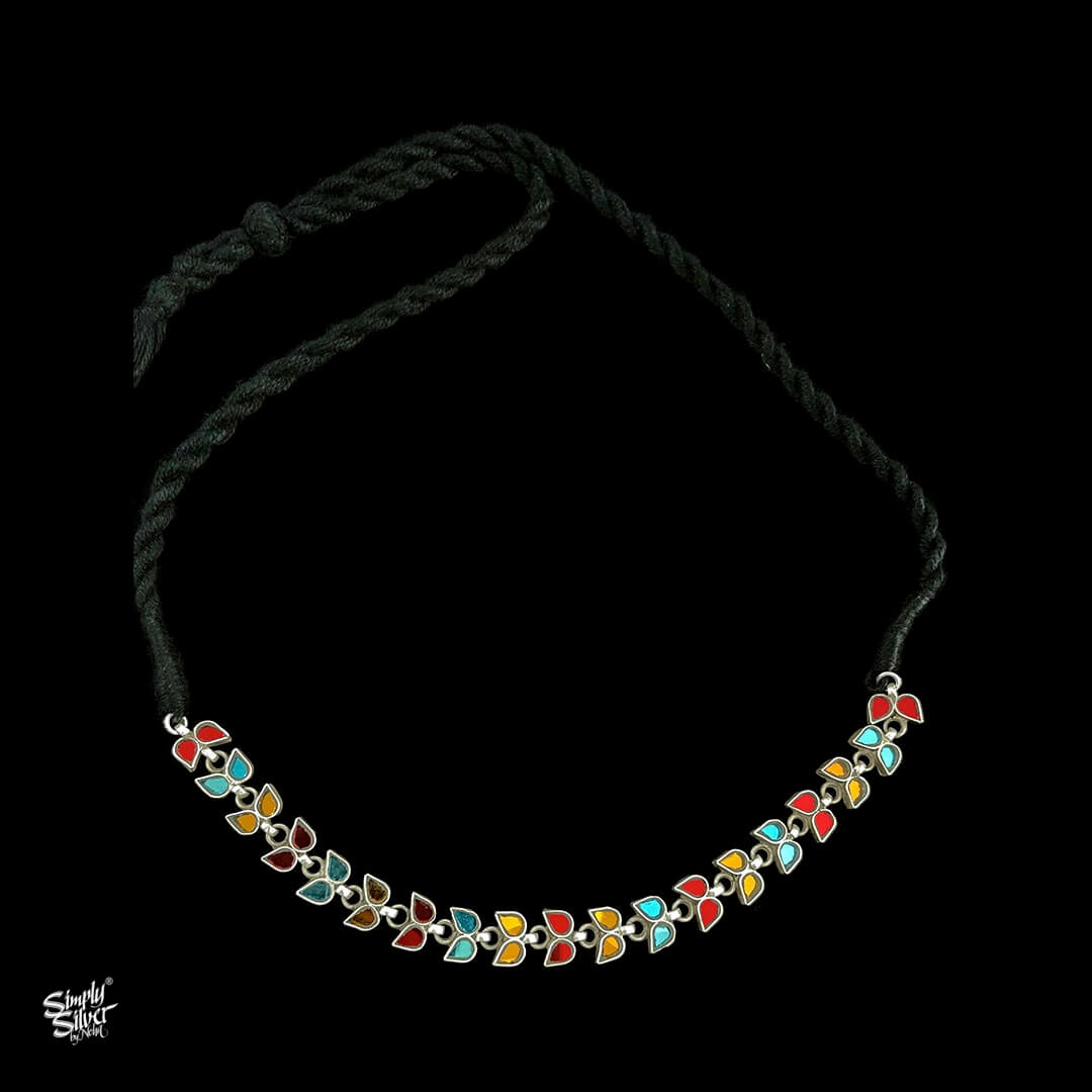 Traditional Rajasthani Multi Color Glass Set of Choker & Earrings - MH2020