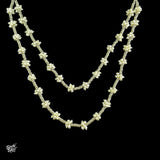 Statement Silver Beads and Pearls Double Strand Neck Piece - MH2171