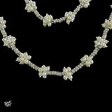 Statement Silver Beads and Pearls Double Strand Neck Piece - MH2171