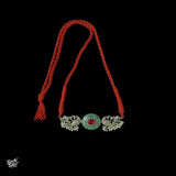 Kundan work Flower with Silver Peacocks & Pearls Statement Necklace - MH2254