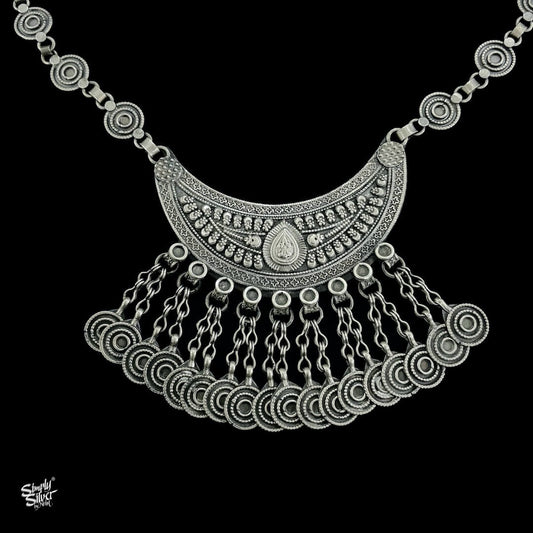Statement Silver Chaand Necklace - MH2297