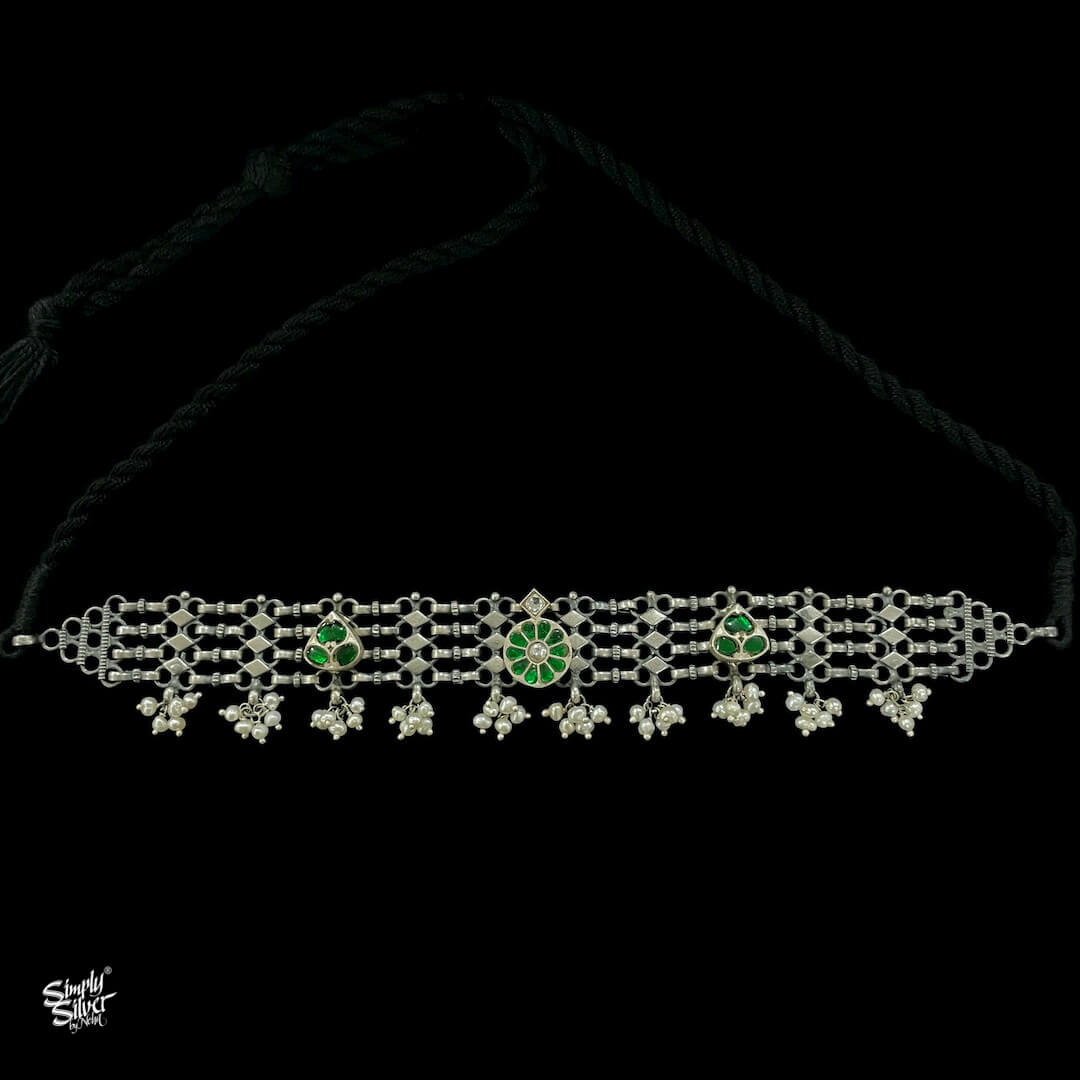 Statement Jaali & Pearls with Kundan work Choker - MH2330