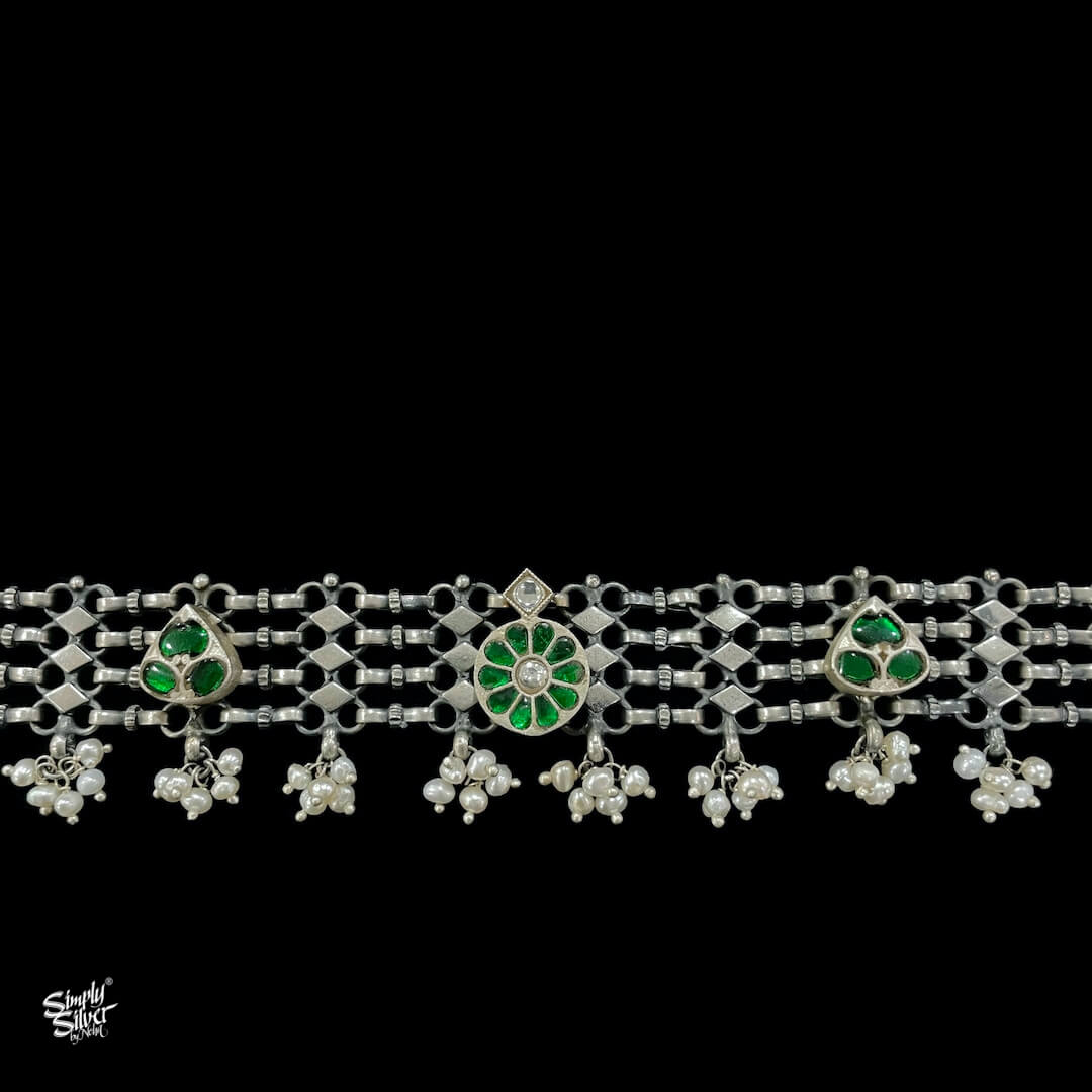 Statement Jaali & Pearls with Kundan work Choker - MH2330