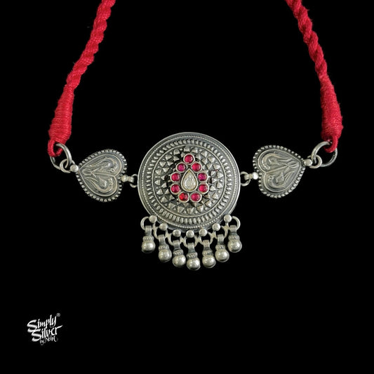 Silver Choker with Kundan work & Red Thread - MH2413