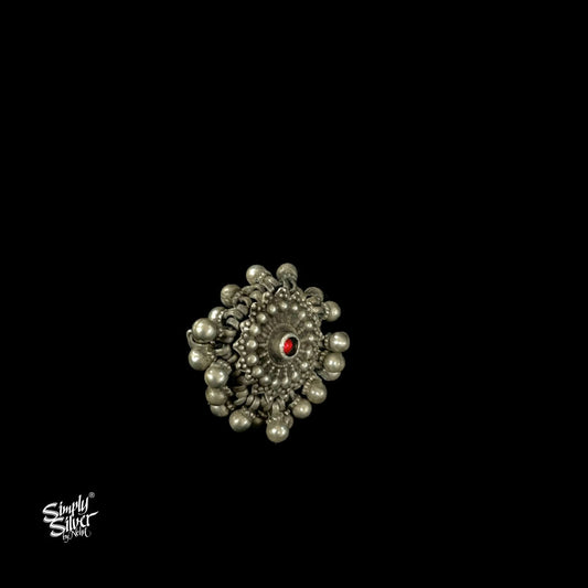 Red Stone & Ghungroos Ring - MH2483