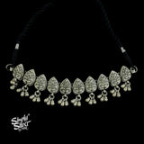 Silver Flower Choker & Earrings Set - MH2688