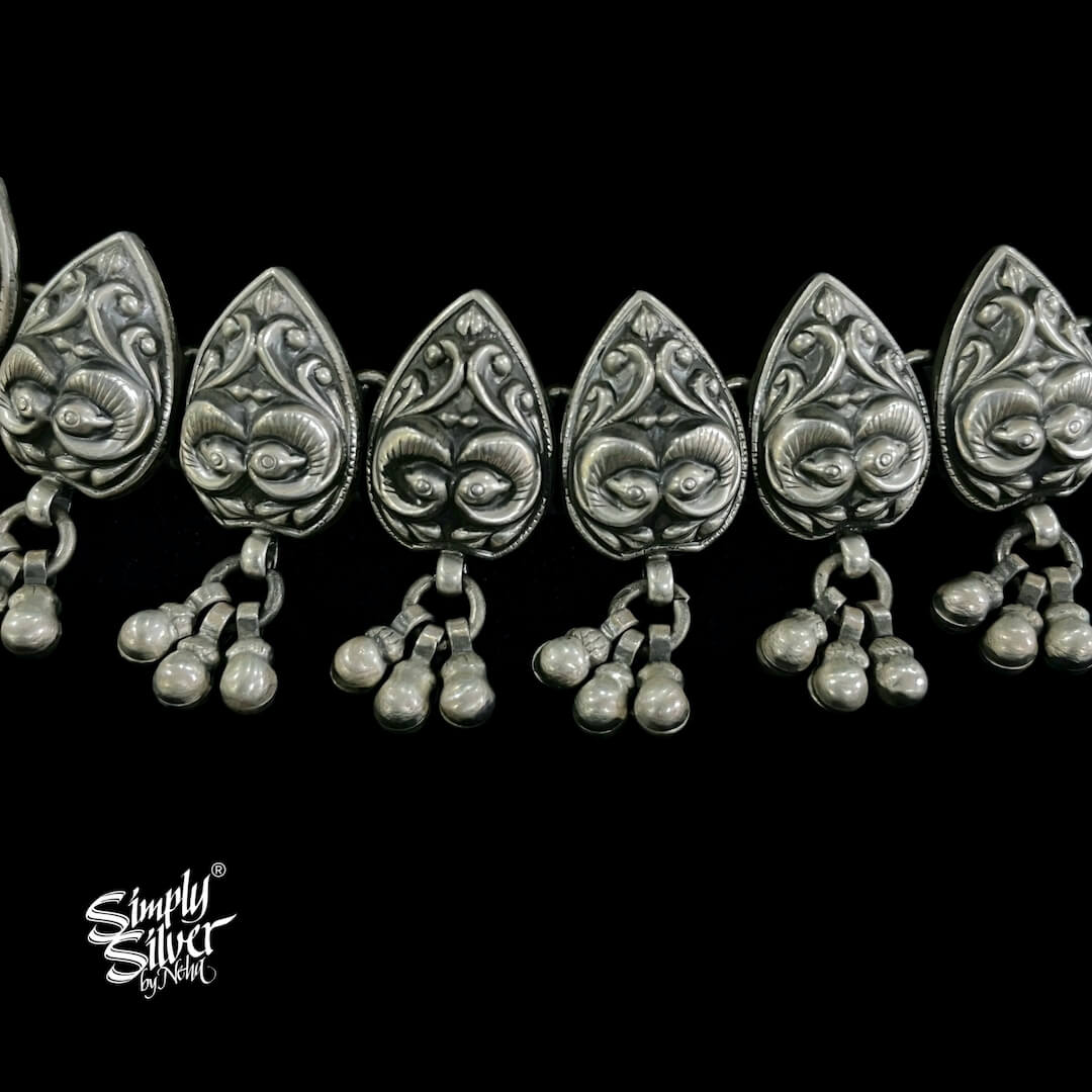 Silver Flower Choker & Earrings Set - MH2688