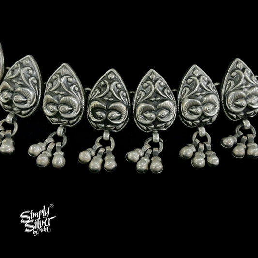 Silver Flower Choker & Earrings Set - MH2688