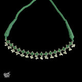 Emerald Colored Stones & Pearls Choker & Earring Set - MH2718