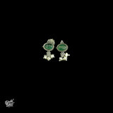 Emerald Colored Stones & Pearls Choker & Earring Set - MH2718