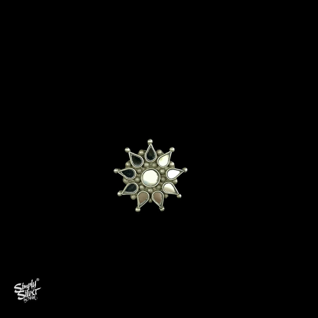 Mirror Glass Flower Ring - MH2780