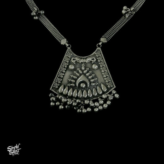 Statement Silver Flower Pendant with Silver Chain - MH2795