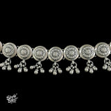 Silver Flower Choker with Multi Color Thread - MH2885