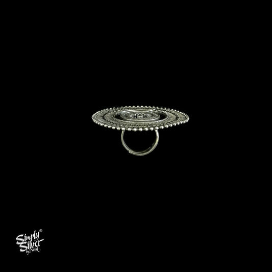Big Silver Jaali Flower Ring - MH2929