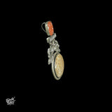 Fossil Coral Stone Studded Pendant with Kundan Work - MH3064