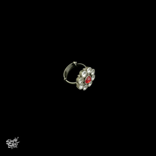 Kundan Work Silver Ring - MH3122