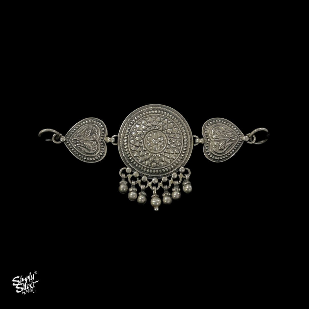 Silver Flower Choker & Earrings Set - MH3259