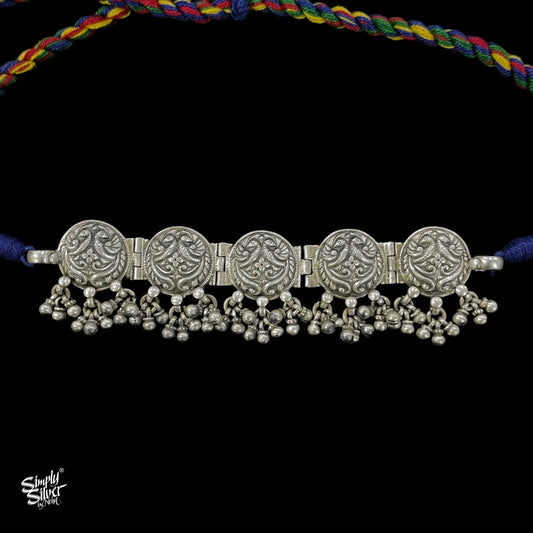 Silver Flower  & Peacock Choker & Earrings Set - MH3273