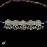 Silver Flower  & Peacock Choker & Earrings Set - MH3273