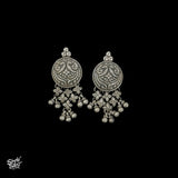 Silver Flower  & Peacock Choker & Earrings Set - MH3273