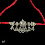 Silver Peacock Choker with Red Thread - MH3401