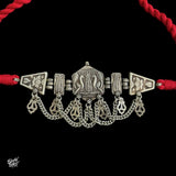 Silver Peacock Choker with Red Thread - MH3401