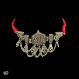 Silver Peacock Choker with Red Thread - MH3401