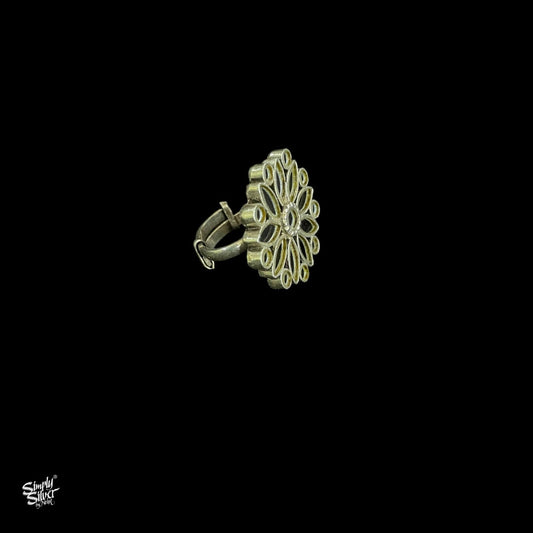 Silver Mirror Flower Ring - MH3407