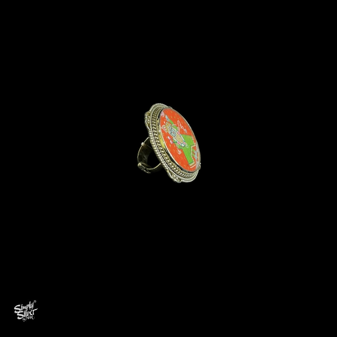 Handpainted God Silver Ring - MH3411